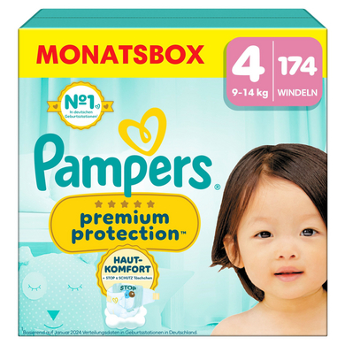 Pampers Couches Premium Protection New Baby taille 4 Mini 9-14 kg pack mensuel 1x174 pièces