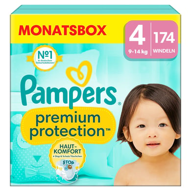 Pampers Premium Protection , velikost 4 Maxi, 9-14 kg, měsíční balení (1x 174 plen)