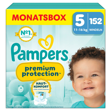 Pampers Couches Premium Protection taille 5 Junior 11-16 kg pack mensuel 1x152 pièces
