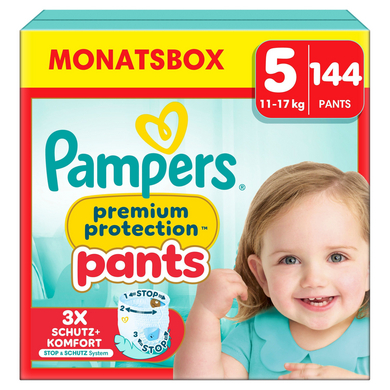 Pampers Premium Protection Pants, taglia 5, 12-17 kg, confezione mensile (1x 144 pannolini)
