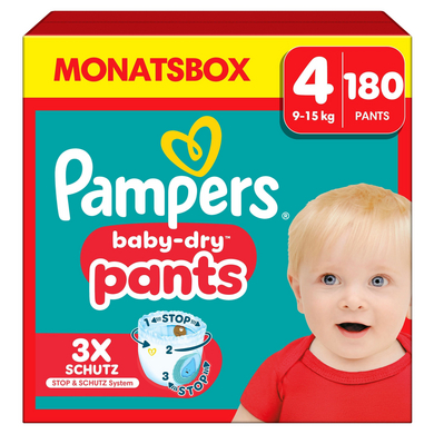 Image of Pampers Baby-Dry Pants, maat 4 Maxi, 9-15kg, maandelijkse doos (1 x 180 luiers)