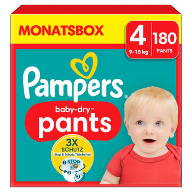 Bilde av Pampers Baby-dry Pants, Størrelse 4 Maxi, 9-15 Kg, Månedsboks (1 X 180 Bleier)