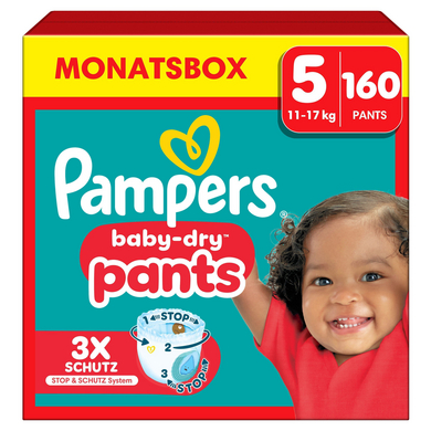 Pampers Baby-Dry Pants, taglia 5 Junior , 12-17 kg, confezione mensile (1 x 160 pannolini)