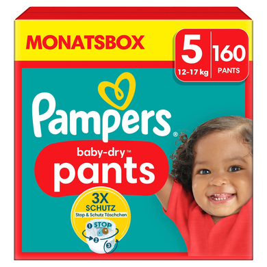 Pampers Couches culottes Baby-Dry Pants T.5 Junior 12-17 kg pack mensuel 1x160 pièces