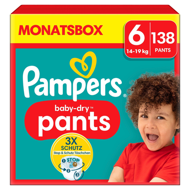 Levně Pampers Baby-Dry Pants, velikost 6 Extra Large , 14-19 kg, měsíční balení (1 x 138 plen)