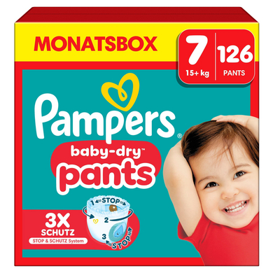 Pampers Baby-Dry Pants, taglia 7 Extra Large , 17kg+, confezione mensile (1 x 126 pannolini)
