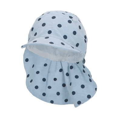 Sterntaler Peaked Cap med nackskydd prickar Sky Blue