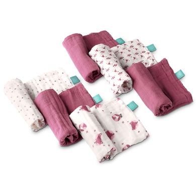 KOALA BABYCARE® Langes enfant mousseline Soft Touch violet 30x30 cm lot de 6