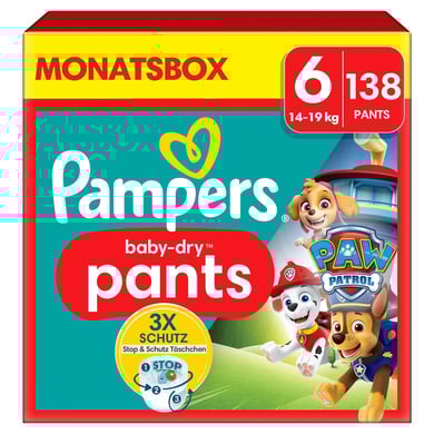 Pampers Couches culottes Baby-Dry Pants Pat Patrouille taille 6 extra large 14-19 kg pack mensuel 13