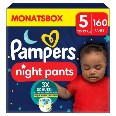 Image of Pampers Baby-Dry Pants Night , taglia 5 12-17kg, confezione mensile (1 x 160 pannolini)