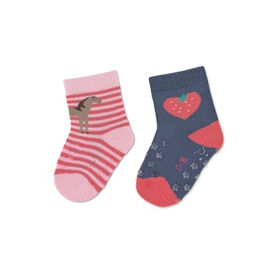 Levně Sterntaler ABS batolecí ponožky Double Pack Horse/ Strawberry pink