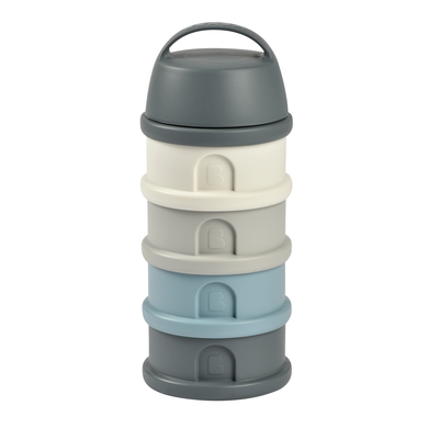 BEABA® Boîte doseuse de lait en poudre 4 compartiments 330 ml, gris minéral/bleu