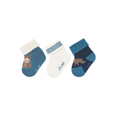Sterntaler Chaussettes bébé pack de 3 rhinocéros bleu moyen