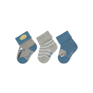 Sterntaler Lot de 3 chaussettes bébé mouettes gris clair chiné
