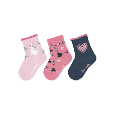 Levně Sterntaler Ponožky 3-pack kočky růžové