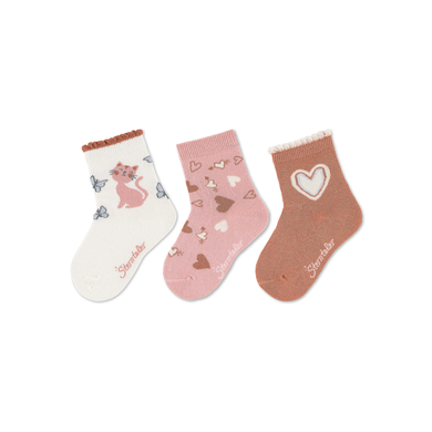 Sterntaler Lot de 3 chaussettes chat rose