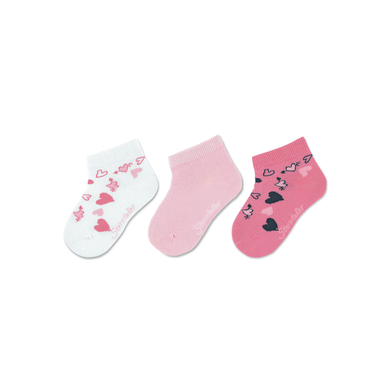 Sterntaler Lot de 3 chaussettes courtes coeurs roses