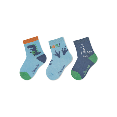 Sterntaler Lot de 3 chaussettes Dino bleu ciel