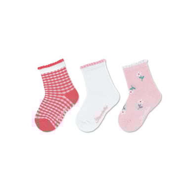 Sterntaler Lot de 3 chaussettes à carreaux vichy corail
