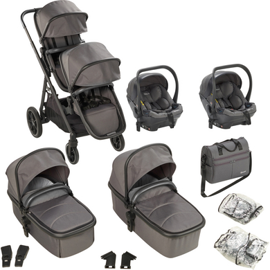 babyGO Poussette double inline Duo Mega Set Grey