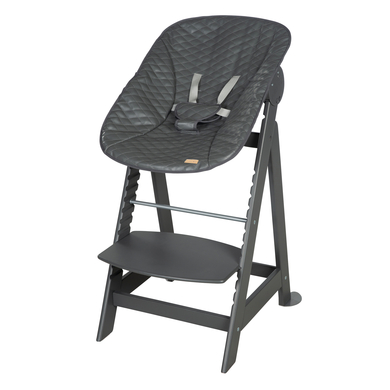 roba Chaise haute enfant évolutive à marche Born Up 2en1 bois piqué anthracite transat Graphit