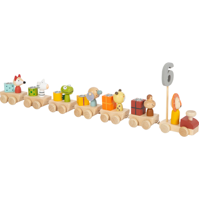 small foot® Figurine train d'anniversaire animaux bois