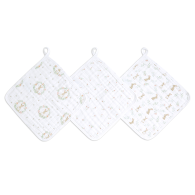 aden+anais™ essentials Débarbouillette enfant mousseline coton Blushing Bunnies lot de 3