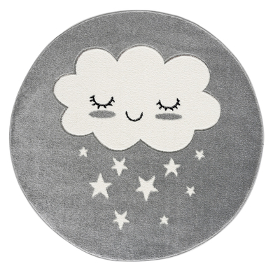 LIVONE Barn älskar mattor CLOUD Round silvergrå/vit