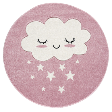 LIVONE Barn älskar mattor CLOUD Round rosa/vit