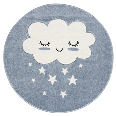 LIVONE Tapis enfant Kids love Rugs nuage rond bleu/blanc