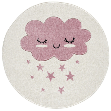 LIVONE Tapis enfant Kids love Rugs nuage rond crème/rose