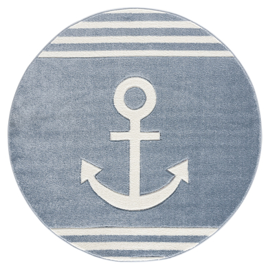 LIVONE Tapis enfant Kids love Rugs ancre rond bleu/blanc
