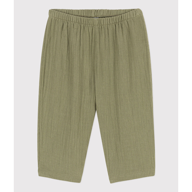 Petit Bateau Pantalon bébé gaze de coton vert marécage