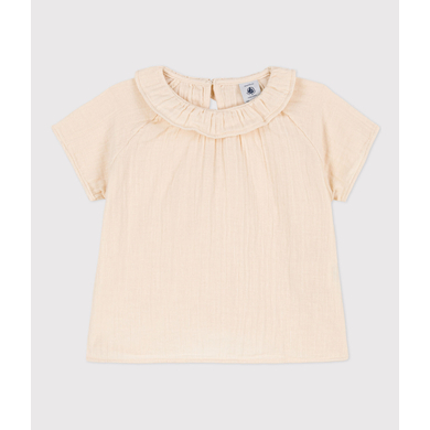 Petit Bateau Blouse bébé manches courtes gaze coton beige avalanche