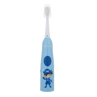 chicco elektrische Zahnbürste mit austauschbarer Batterie und Ersatzbürstenkopf für Kinder blau