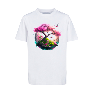 F4NT4STIC T-Shirt Kirschblüten Baum Tee Unisex weiß