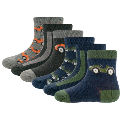 Ewers Lot de 6 chaussettes voiture de course gris-bleu