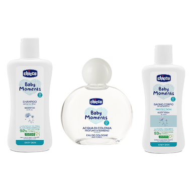 chicco Gel douche baby moments 200 ml, shampoing 200 ml, eau de Cologne 100 ml