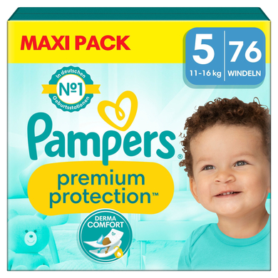 Pampers Couches Premium Protection taille 5 Junior, 11-16 kg, Maxi Pack 1x76 pièces