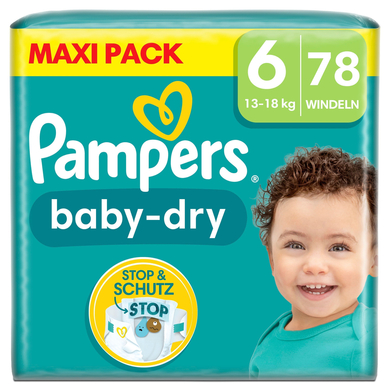 Image of Pampers Pannolini Baby-Dry, taglia 6, 13-18 kg, confezione maxi (1 x 78 pannolini)