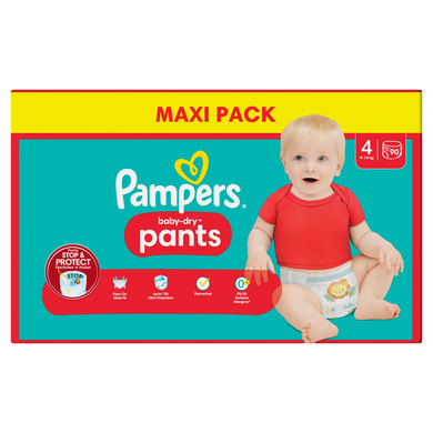 Bilde av Pampers Baby-dry Pants, Størrelse 4 Maxi 9-15 Kg, Maxi Pack (1 X 90 Bukser)