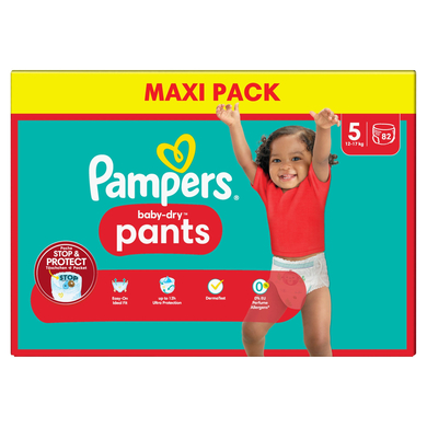 Pampers Couches-culottes Baby-Dry Pants taille 5 Junior 12-17 kg, Maxi Pack 1x82 pièces
