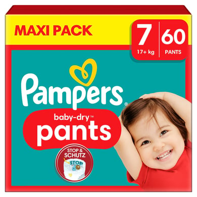 Image of Pampers Baby-Dry broekjes, maat 7 Extra Large 17+ kg, Maxi Pack (1 x 60 broekjes