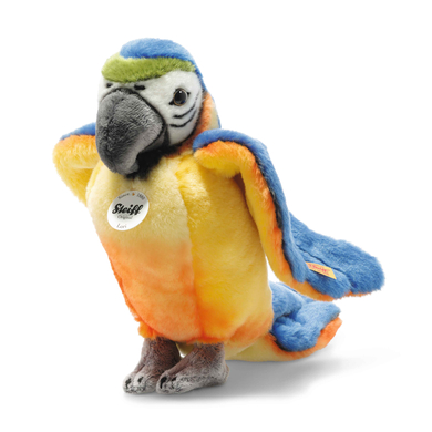 Steiff Papegoja stående Lori blå/gul, 26 cm