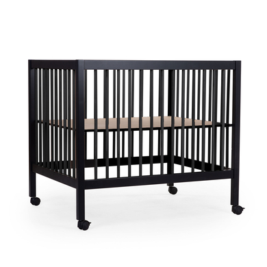 CHILDHOME Laufgitter 97 Buche Schwarz 75 x 95 cm Räder  - Onlineshop Babymarkt