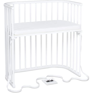 babybay Boxspring Sidosäng vit med madrass Classic Cotton Soft
