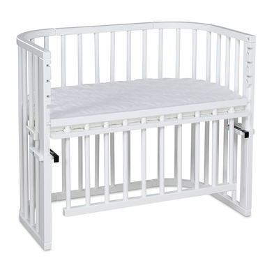 Image of babybay Lettino co-sleeping Maxi Comfort Plus bianco, con materasso Classic Cotton Soft