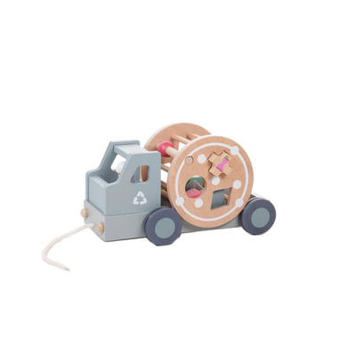 EverEarth® Jouet à tirer camion poubelle bois pastel