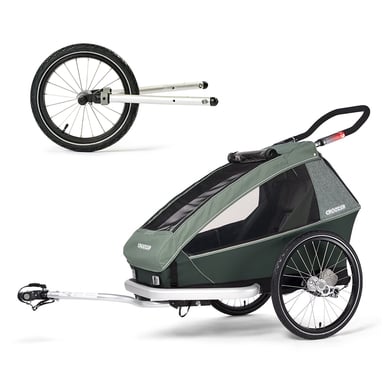 CROOZER Rimorchio per biciclette Kid Vaaya 1 Jungle Green, incl. Set Jogger