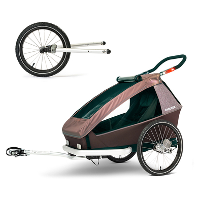 Image of CROOZER Rimorchio per biciclette Kid Vaaya 1 Blossom rosso, incl. Set Jogger059